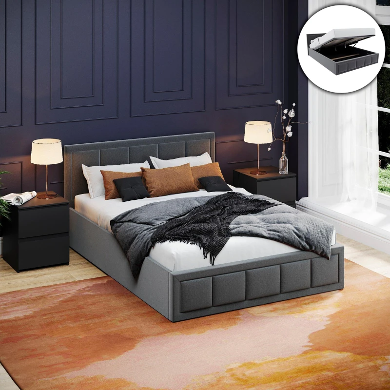 Image of Lassic Vida Designs Vanita Double Ottoman Fabric Bed UKFR Dark Grey unisex Double