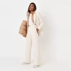 Image of Missguided Button Straight Leg Trouser - Beige