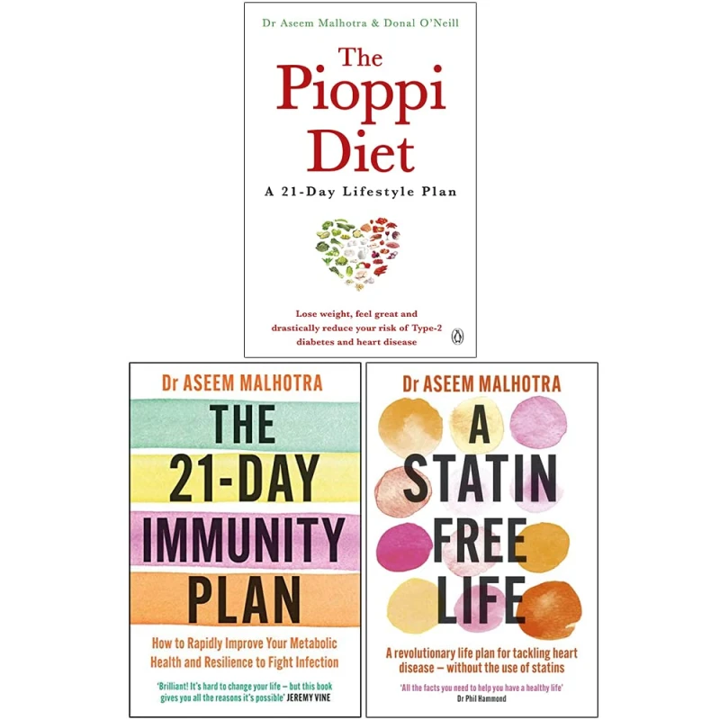 Image of Dr Aseem Malhotra 3 Book Set The Pioppi Diet The 21-Day Immunity Plan Dr Aseem Malhotra Books