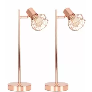 Image of Minisun - 2 x Desk Lamps in a Copper Finish - No Bulb