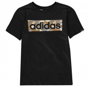 Image of adidas Camo Linear T Shirt Junior - Blk/Khaki/Grey