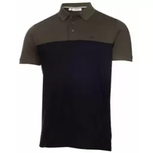 Image of Calvin Klein COLOUR BLOCK POLO SHIRT Olive Marl/Black - S
