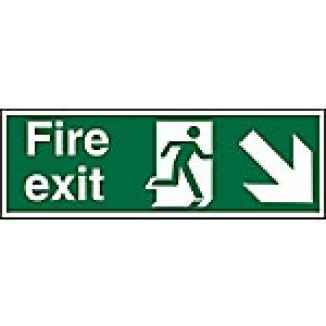 Image of Fire Exit Sign Down Right Arrow Aluminium 15 x 45 cm