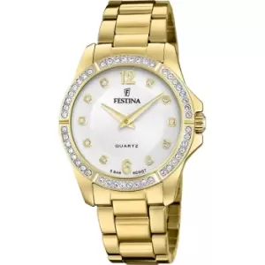 Image of Festina F20596/1 Womens Mademoiselle Gold Tone Bracelet Wristwatch