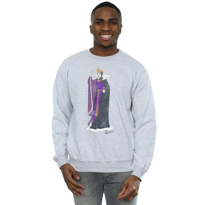 Image of Disney Men Snow White Classic Evil Queen Grimhilde Sweatshirt in Grey Size: Small Grey S Male 5057245588676