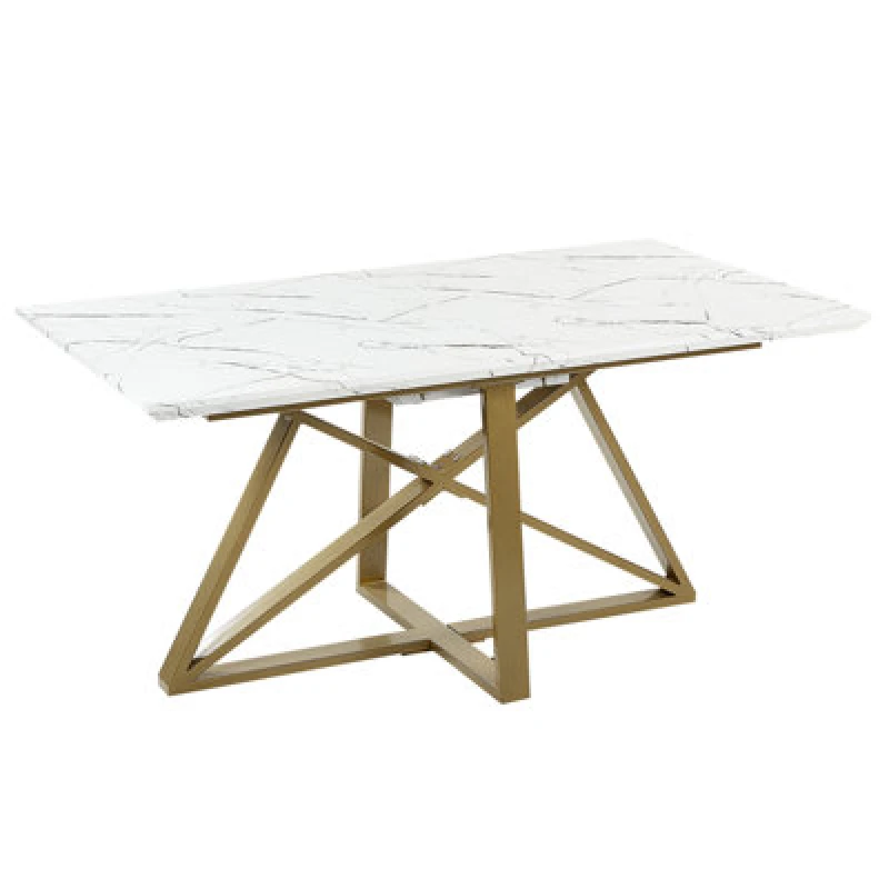 Image of Beliani Extending Dining Table Maximus White Marble 160/200 Cm 90 Cm