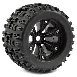 Image of Fastrax 1:8 Mt Jigsaw Mounted 6-Spoke Black 1/2"Offset(Pr)