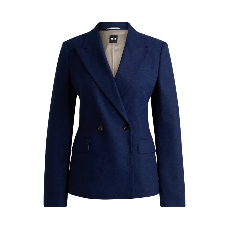 Image of Boss Womens Jia Double Breasted Formal Jacket Open Blue female 4 (XXS)