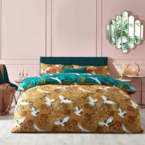 Image of Furn. Demoiselle Double Duvet Cover Set Cotton Polyester Mustard/Teal
