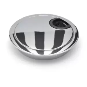 Image of GTV - 80mm Computer Metal Grommet for Desk Table Cable Tidy Outlet Wire Cover Chrome - Pack of 5