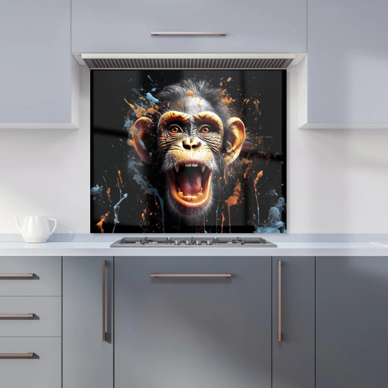 Image of Warren Reed - Designer Monkey Face Splashart Kitchen Splashback in Orange Size: 900mm x 750mm Orange Unisex 900mm x 750mm