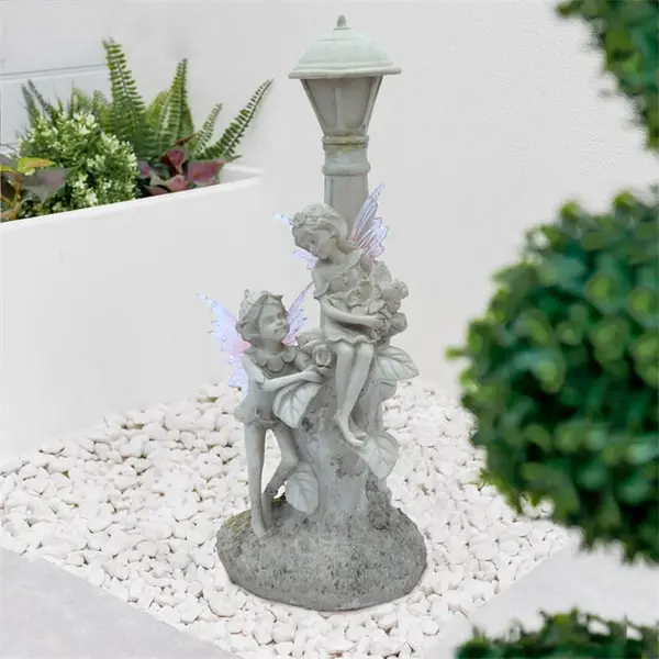 Image of Streetwize Solar Fairies Under Lamp Post - Cream 16x14cm