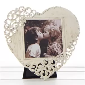 Image of Old Cream Lace Heart 3 x 3 Photo Frame