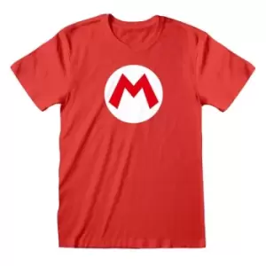Image of Nintendo Super Mario T-Shirt Mario Badge Size L
