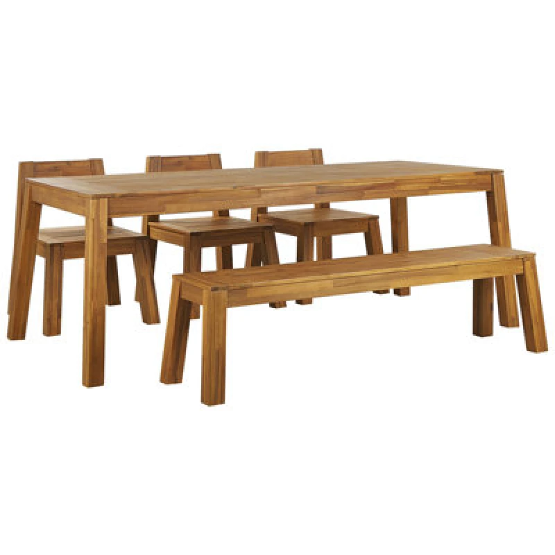 Image of Beliani Garden Dining Set 6 Seater Livorno Acacia Wood Brown