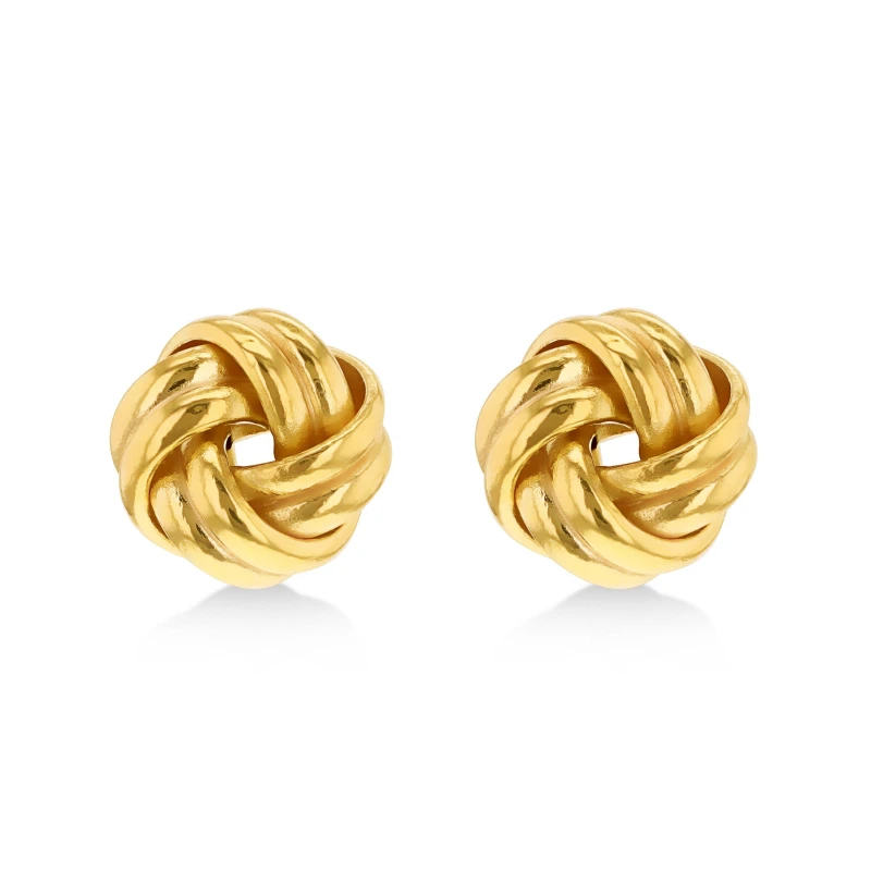 Image of Be You 9ct Gold Double Knot Studs Yellow Gold female One Size