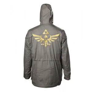 Image of Nintendo Legend of Zelda Mens Golden Hyrule Royal Crest Medium Parka Jacket with Hood - Military Green