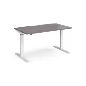 Image of Elev8 Mono straight sit-stand desk 1400mm x 800mm - white frame and grey oak top
