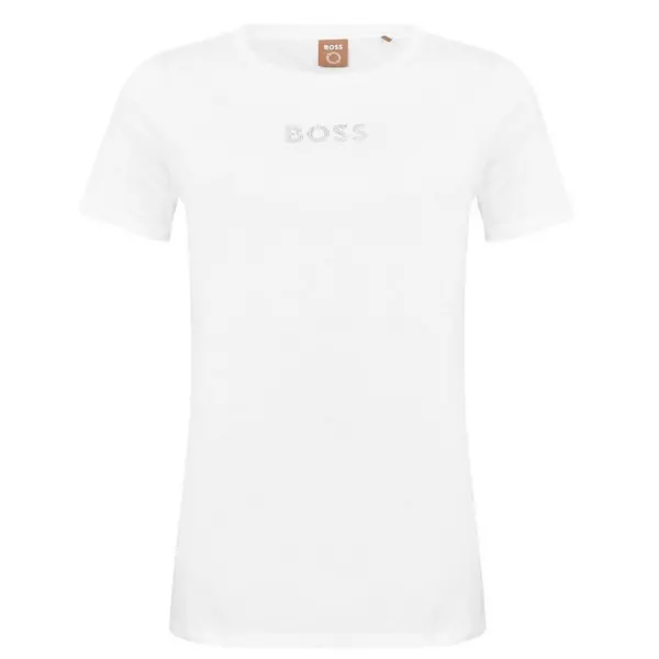 Image of Boss Diamante Logo T-Shirt - White 6