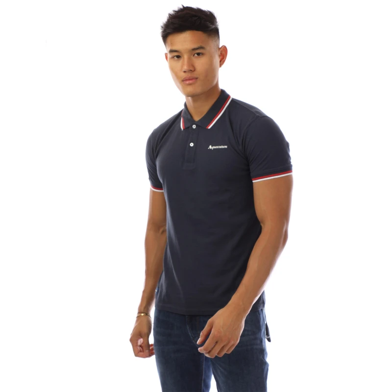 Image of Aquascutum Logo Polo Shirt Navy/White male Medium