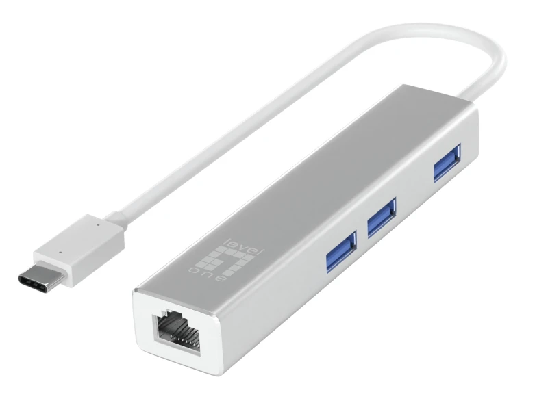Image of LevelOne Gigabit USB-C Network Adapter with USB Hub
