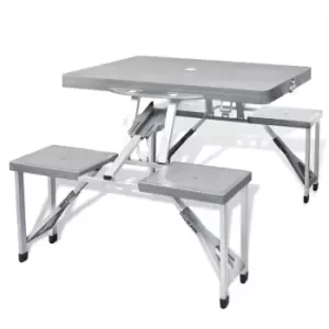 Image of VidaXL Foldable Camping Table Set with 4 Stools Aluminium Extra Light Grey