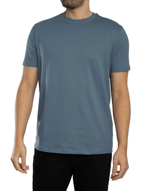 Image of Armani Exchange Brand Graphic T-Shirt China Blue S