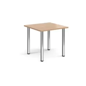 Image of Rectangular chrome radial leg meeting table 800mm x 800mm - beech