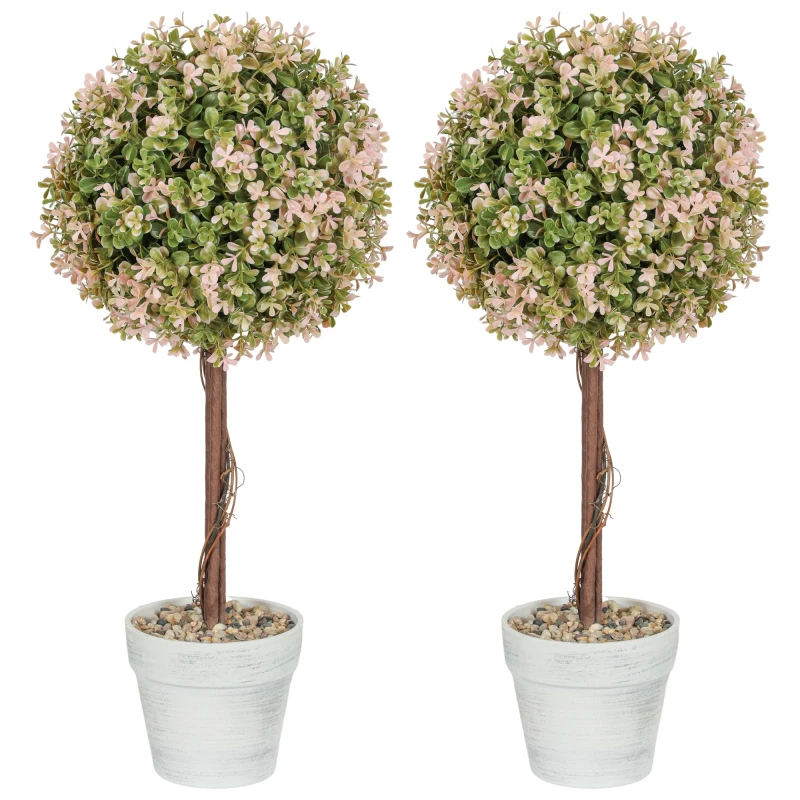Image of HOMCOM Set of 2 Decorative Artificial Plants - Cream White TJ Hughes 5063603217324