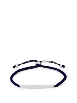 Image of Simply Silver Sterling Silver Personalised Engravable Bar Adjustable Navy Toggle Bracelet