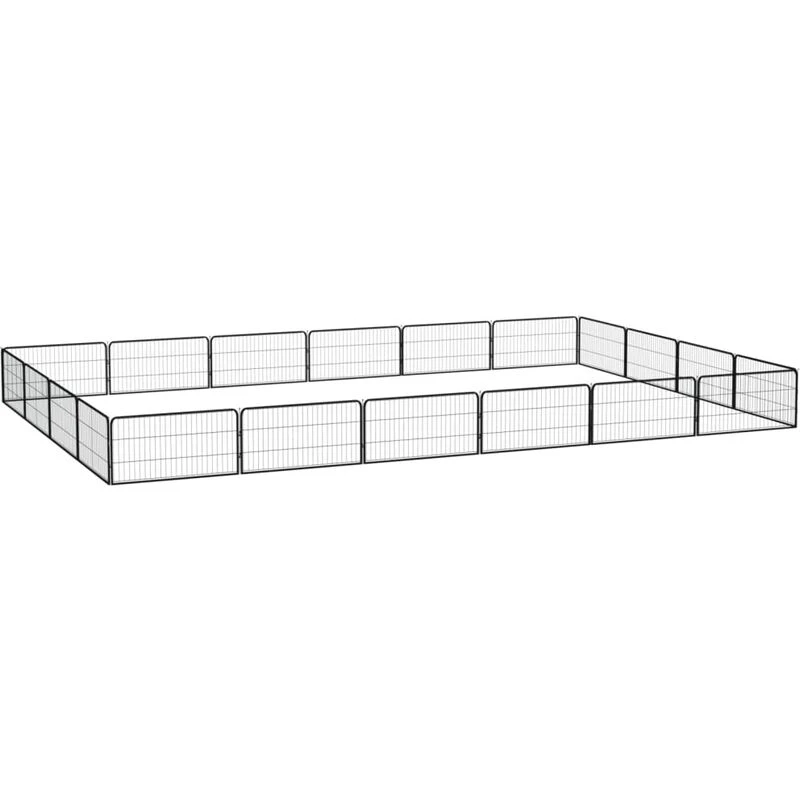 Image of VIDAXL 20-Panel Dog Playpen Black 100x50cm Powder-coated Steel Vidaxl 8720287159032