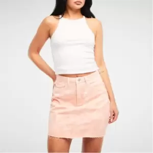 Image of Missguided Tie Dye Denim Mini Skirt - Pink