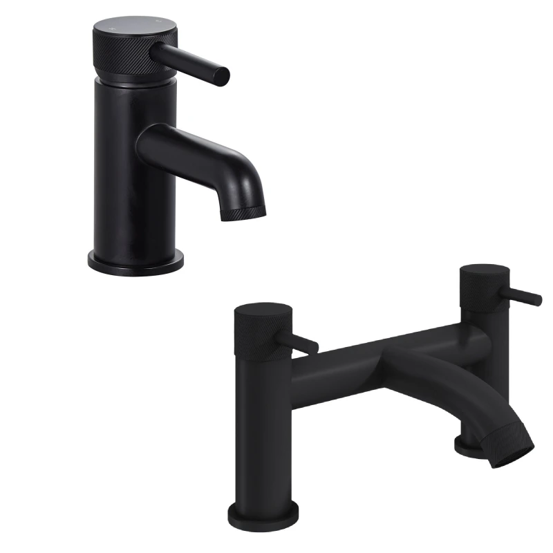 Image of Balterley Single Lever Handle Mono Basin Tap & Bath Filler Set - Black Unisex