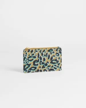 Image of Leopard Detail Zip Card Holder