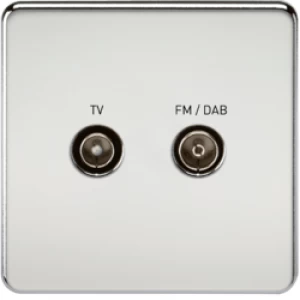 Image of KnightsBridge Screened Diplex TV and FM DAB Outlet 1G Screwless Polished Chrome Wall Plate - Switch