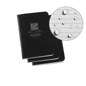Image of Rite in the Rain Waterproof Unisex Outdoor Staple Bound Mini Notepad 4.5 x 7" Black 3 Pack