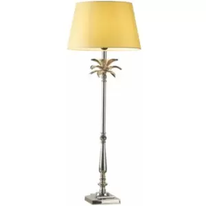 Image of Table Lamp Polished Nickel Plate & Yellow Cotton 60W E27 gls Base & Shade