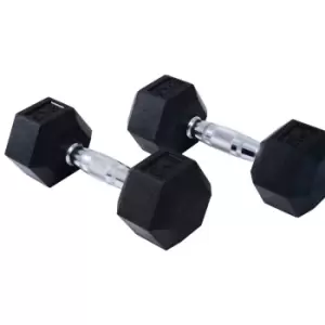 Image of Homcom 2X5Kg Hexagonal Rubber Dumbbell Sets Ergo Weight Fitness Gym Workout Pair