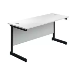Image of Jemini Rectangular Single Upright Cantilever Desk 1600x600x730mm White/Black KF810858