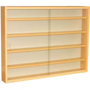 Image of Watsons - reveal - 4 Shelf Glass Wall Collectors Display Cabinet - Beech - Beech