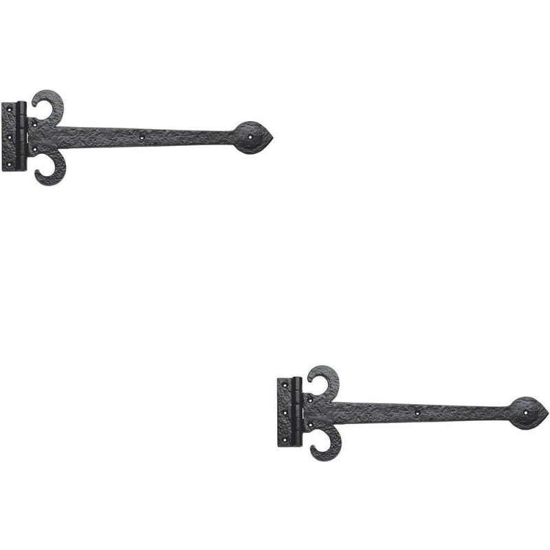 Image of Loops 2x PAIR 305mm Ornate Sword T Hinge Black Antique Internal Decorative Door Hinge Black