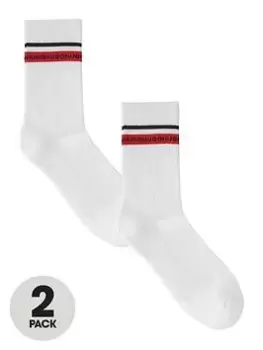 Image of HUGO Hugo Bodywear 2 Pack Rib Sports Sock, White, Size 43-46, Men