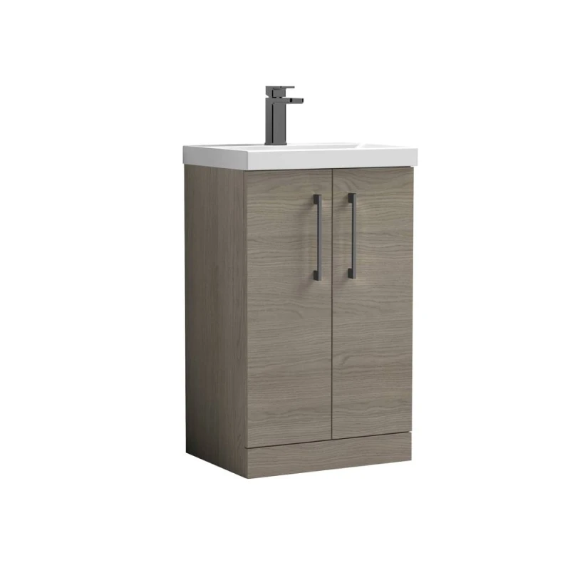 Image of BALTERLEY Balterley Level Modern Bathroom 2 Soft Close Door & Mid-Edge Vanity Unit Basin, Solace Oak, 500mm BALARN2501AH716