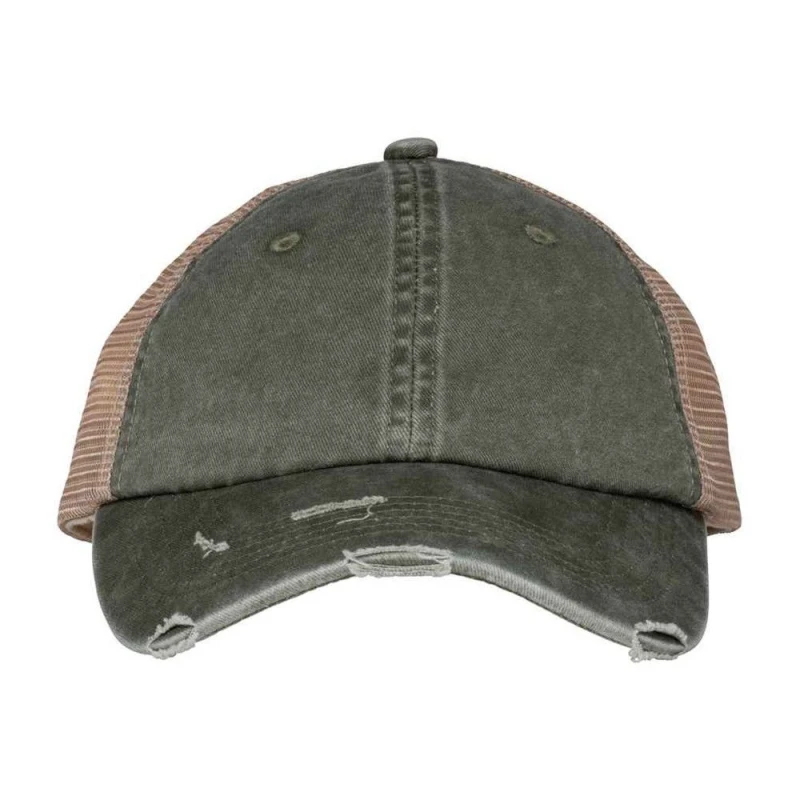 Image of Native Spirit Mens Destroy Washed Trucker Cap in Dark Green Dark Green Male One Size