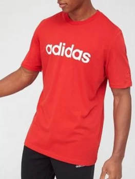 Image of Adidas Linear Logo T-Shirt - Red