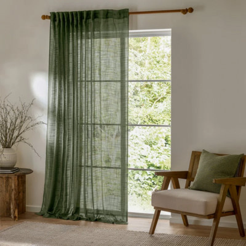 Image of Yard Cirrus Woven Sheer Curtain Panel Forest (W)290Cm X (D)250Cm