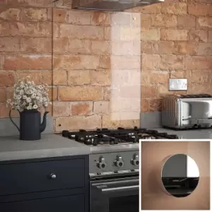 Image of Clear Glass Kitchen Splashback (chrome Caps) 600mm X 750mm