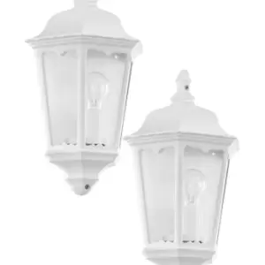 Image of 2 PACK IP44 Outdoor Wall Light White Traditional Lantern 60W E27 Porch Lamp