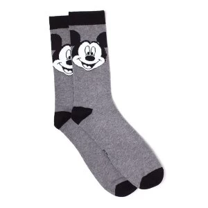 Image of Disney - Mickey Mouse Big Face 43/46 Socks - Grey/Black