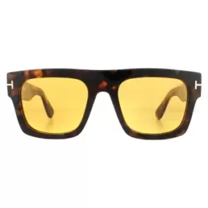 Image of Square Havana Yellow Sunglasses